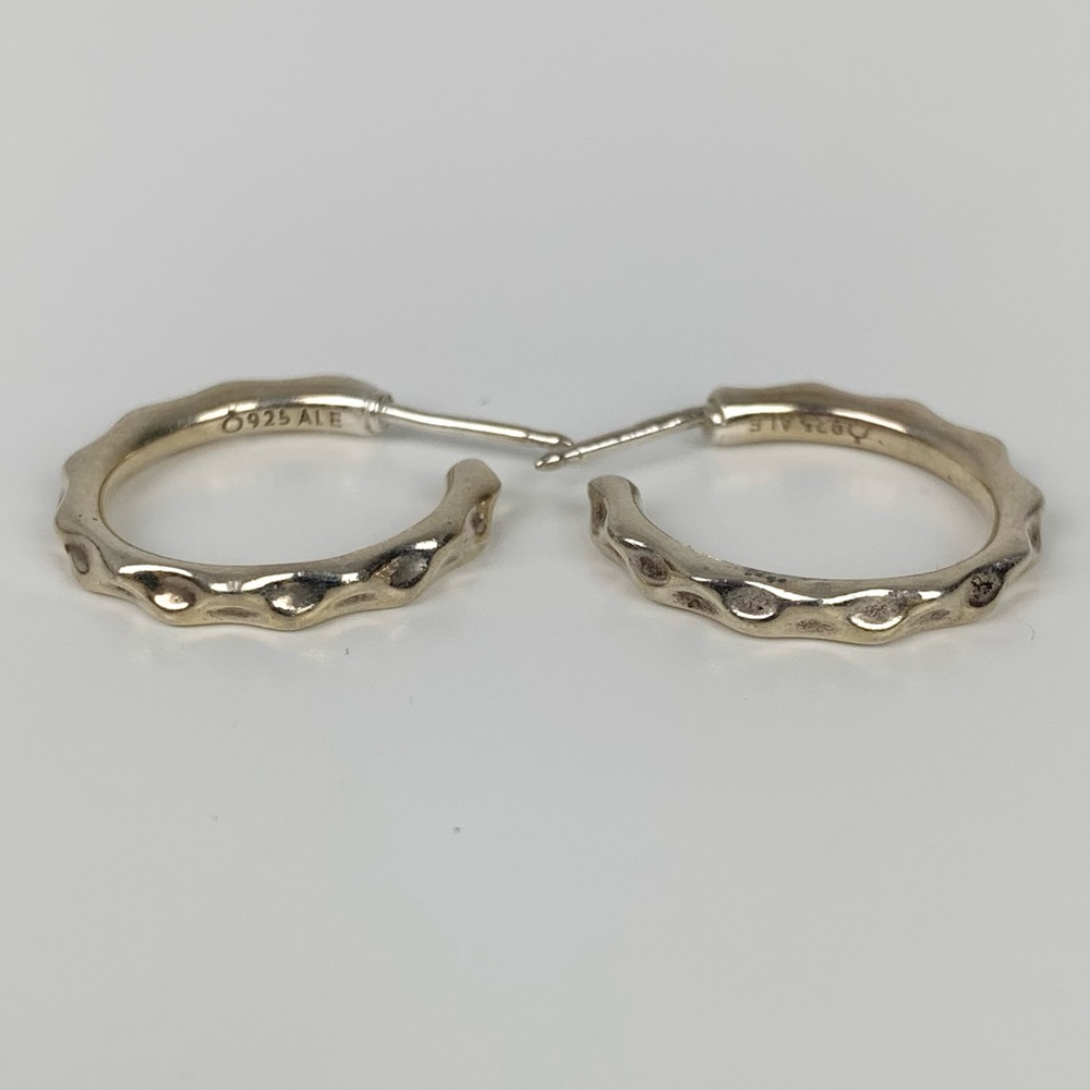 Pandora Sterling Silver Earrings Hoops Waves Flow 925 ALE Retired No Butterflies